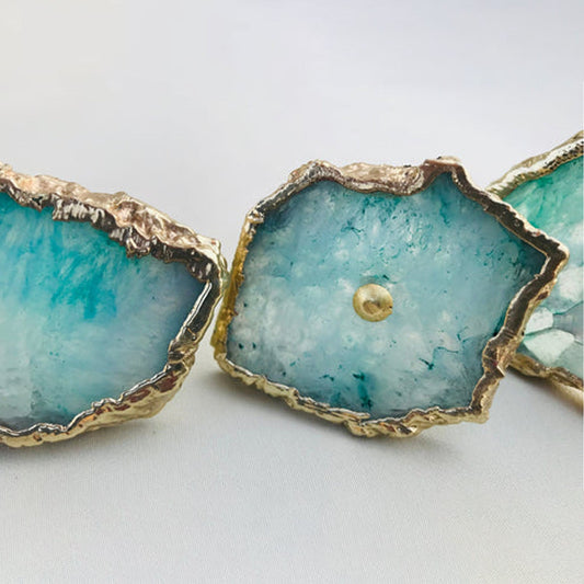 Set of 6 Aqua Agate Classic Vintage Finish Cabinet Drawer Pull Wardrobe Dresser Interior Decorative Handle